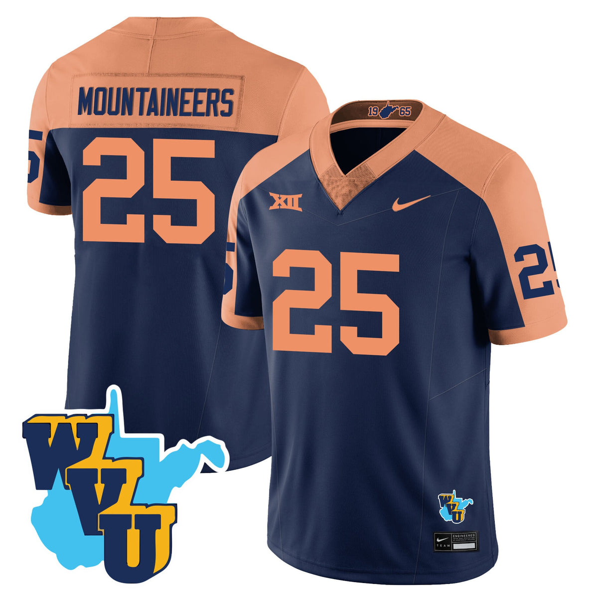 Men's West Virginia Mountaineers 1965-2025 Throwback Jersey - All Stitched
