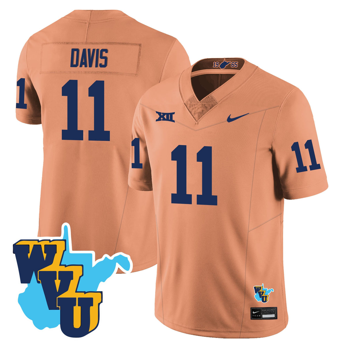 Men's West Virginia Mountaineers 1965-2025 Throwback Jersey - All Stitched