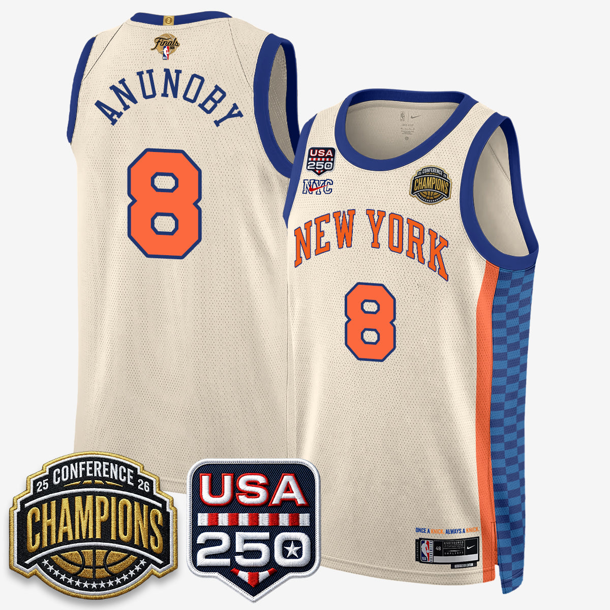 NYK 2026 NBA Eastern Conference Champions City Cream Edition Jersey V2- Stitched