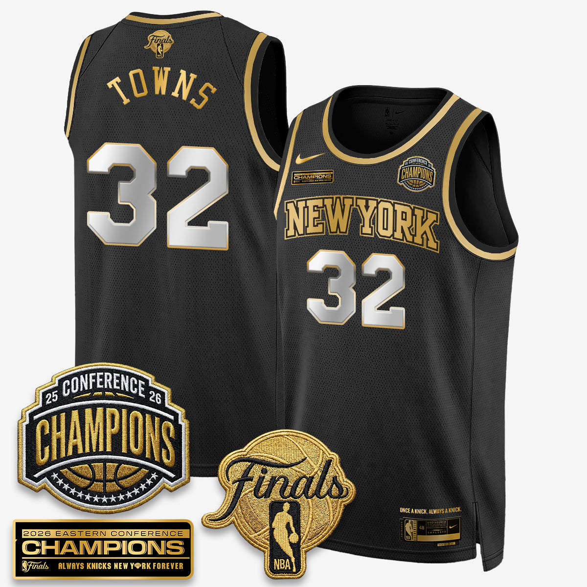 NYK 2026 NBA Eastern Conference Champions Black Gold Edition Jersey - Stitched (Tiktok)