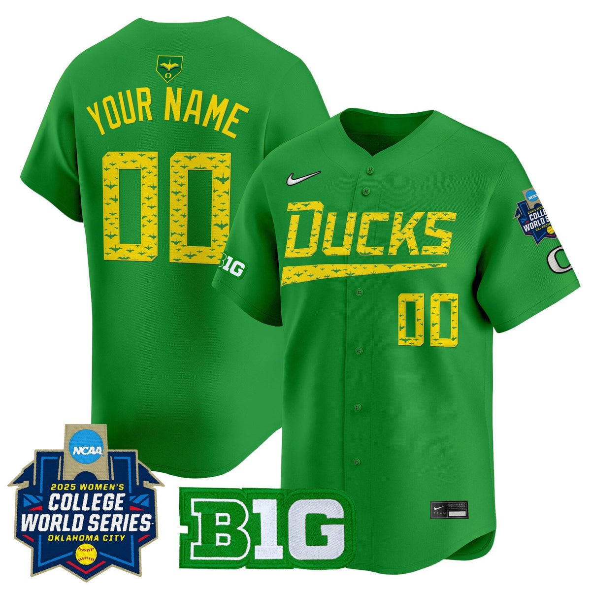 Oregon Ducks Softball 2025 World Series (WCWS) Vapor Premier Limited Custom Jersey - All Stitched