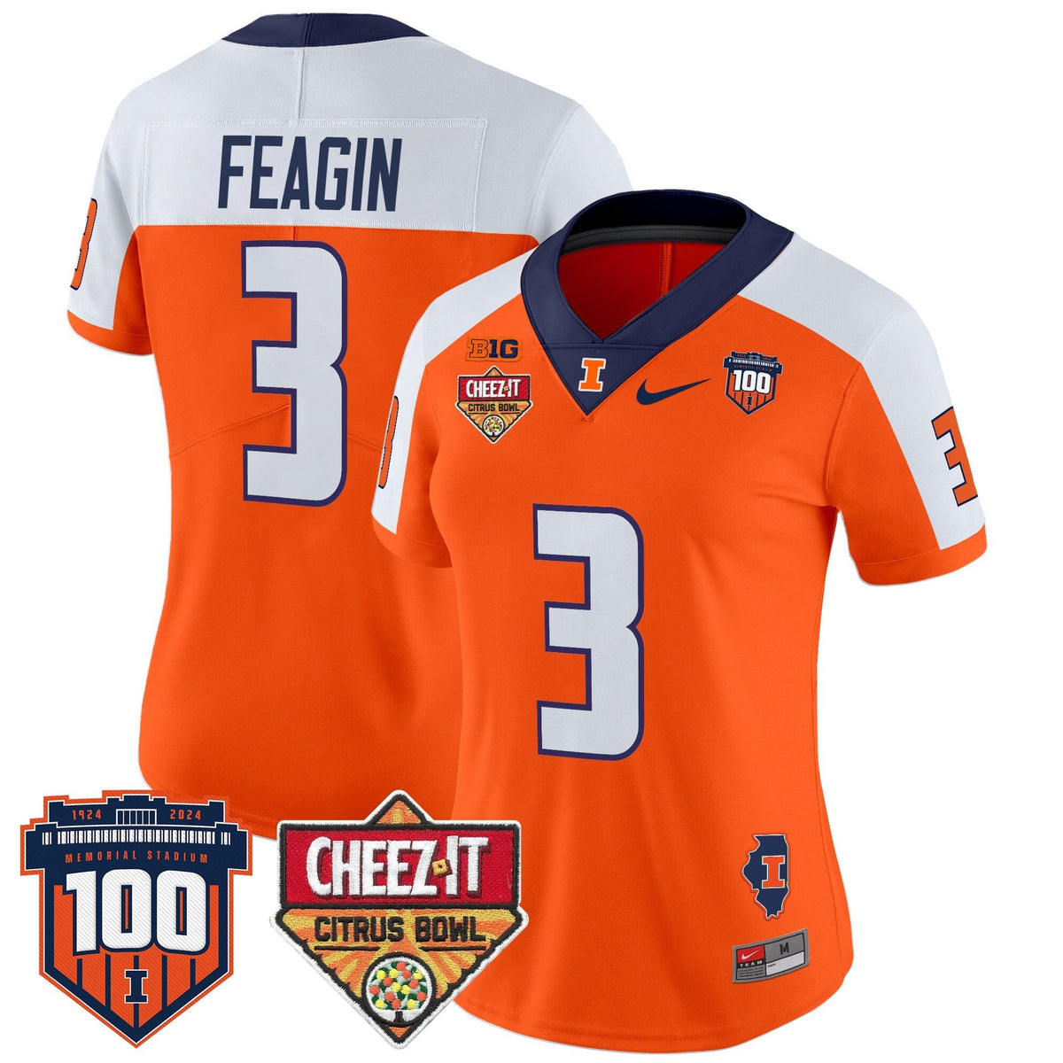 Women's Illinois Fighting Illini 2025 Cheez-It Citrus Bowl Patch Vapor Limited Jersey - All Stitched