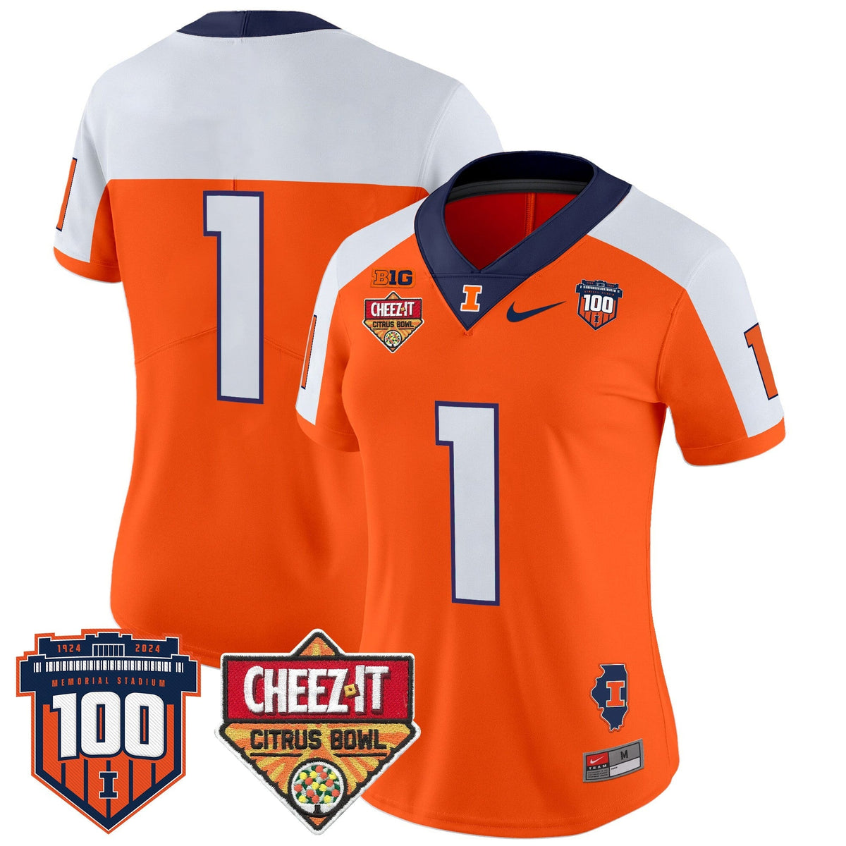 Women's Illinois Fighting Illini 2025 Cheez-It Citrus Bowl Patch Vapor Limited Jersey - All Stitched