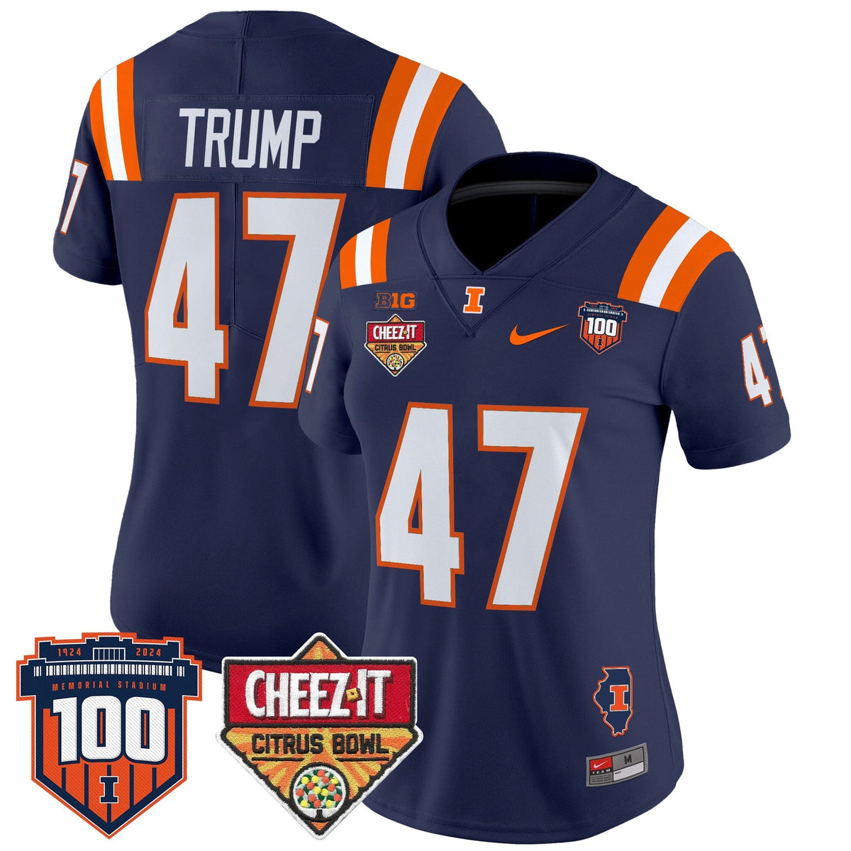 Women's Illinois Fighting Illini 2025 Cheez-It Citrus Bowl Patch Vapor Limited Jersey - All Stitched