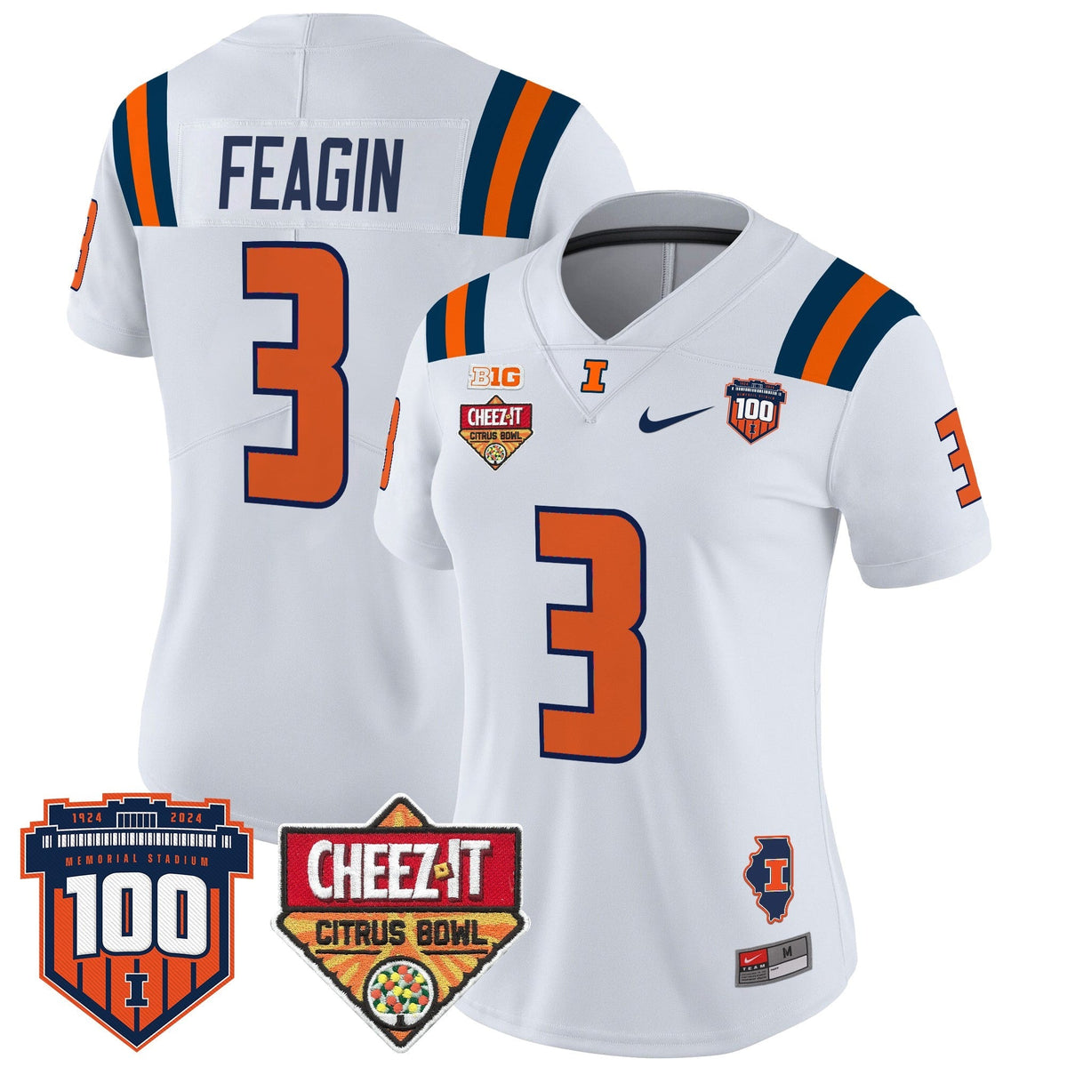 Women's Illinois Fighting Illini 2025 Cheez-It Citrus Bowl Patch Vapor Limited Jersey - All Stitched