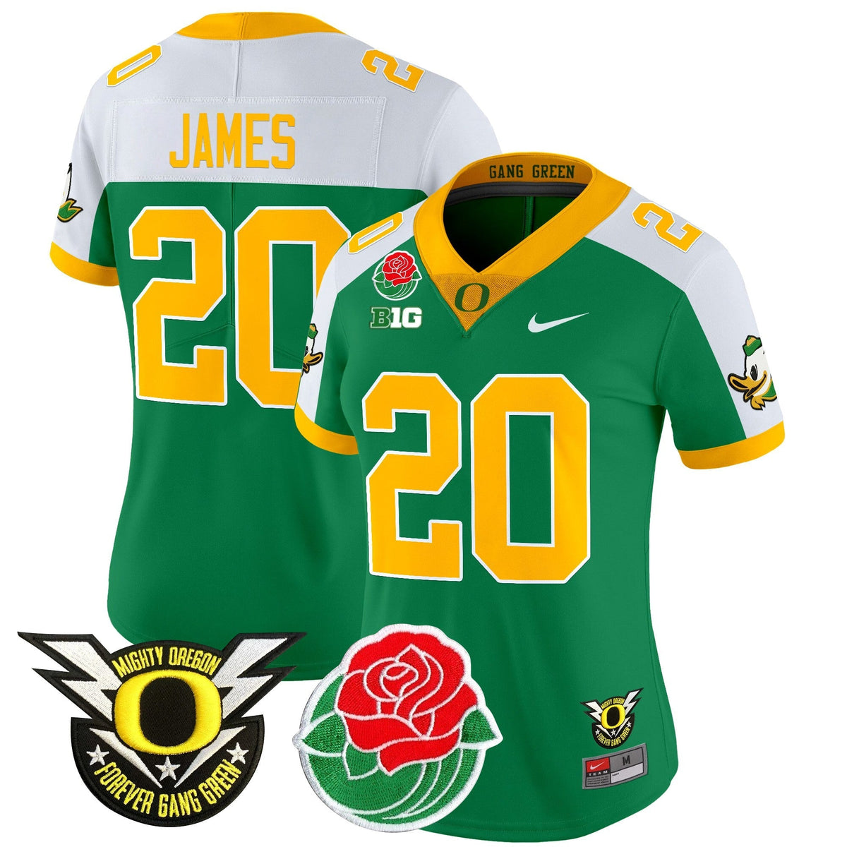 Women's Oregon Ducks 2025 Rose Bowl Game & BIG Patch Vapor Limited Jersey - All Stitched