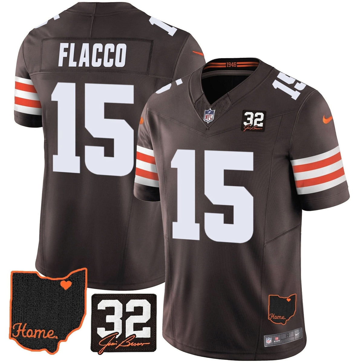Joe Flacco Browns Vapor Jersey - All Stitched