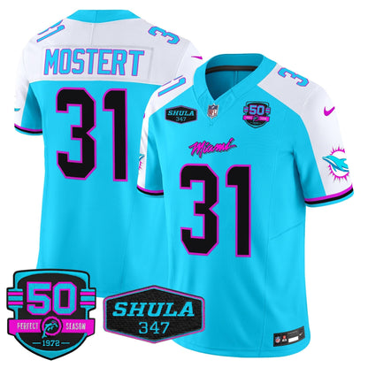 MIA "Miami Vice" Shula 347 & 50th Perfect Season Patch Vapor Limited Jersey
