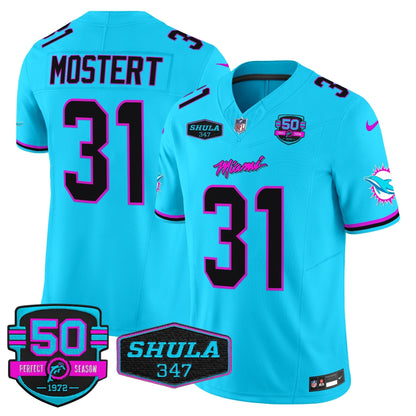MIA "Miami Vice" Shula 347 & 50th Perfect Season Patch Vapor Limited Jersey