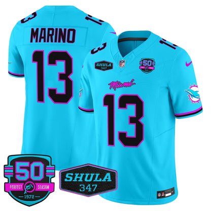 MIA "Miami Vice" Shula 347 & 50th Perfect Season Patch Vapor Limited Jersey