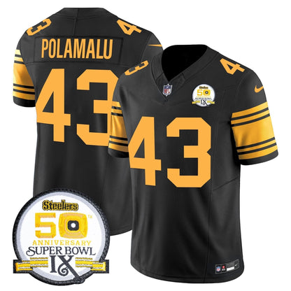 PIT 50th Anniversary Of Super Bowl IX Patch Vapor Limited Jersey