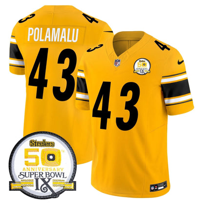 PIT 50th Anniversary Of Super Bowl IX Patch Vapor Limited Jersey