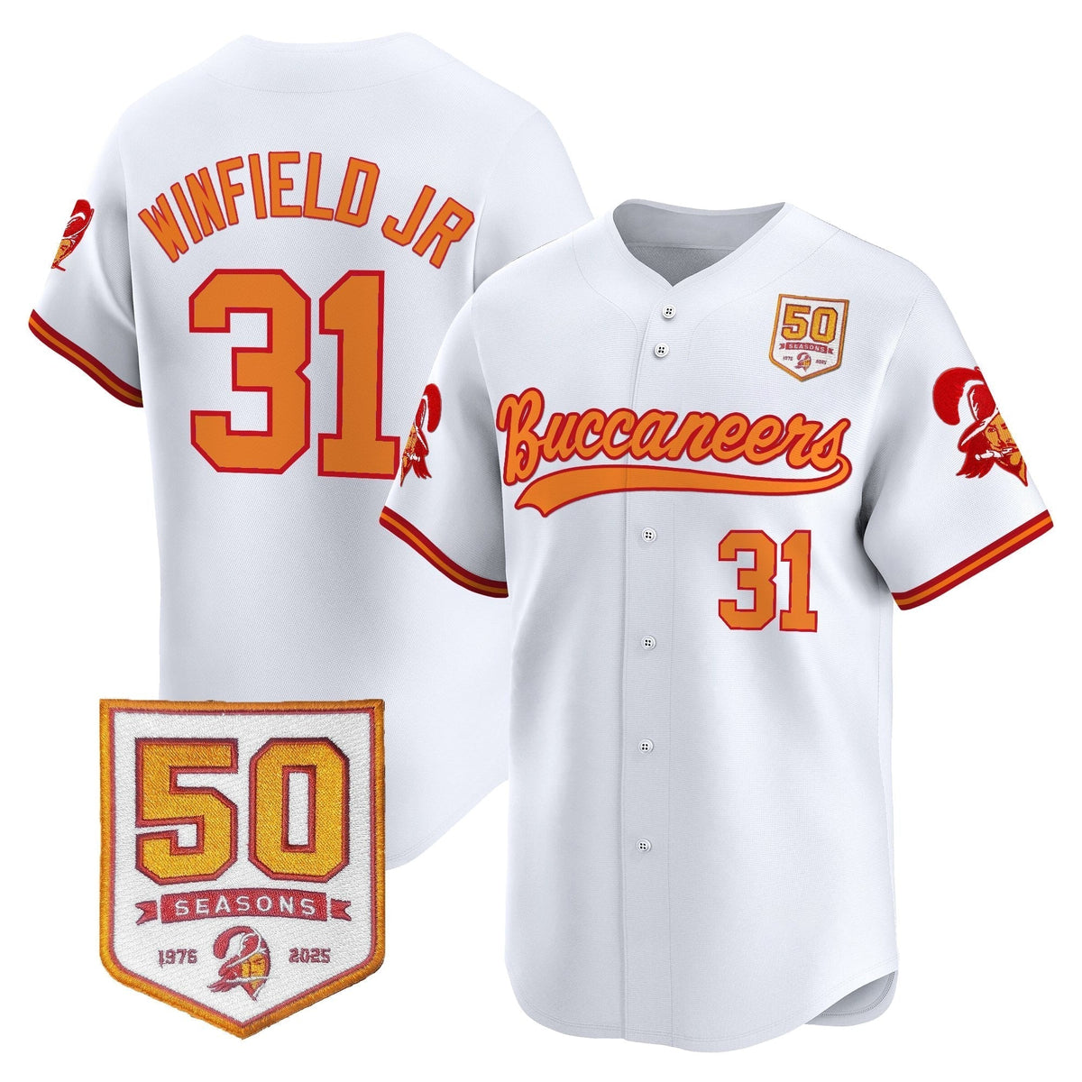 TB 50th Season Patch Vapor Baseball Jersey - All Stitched