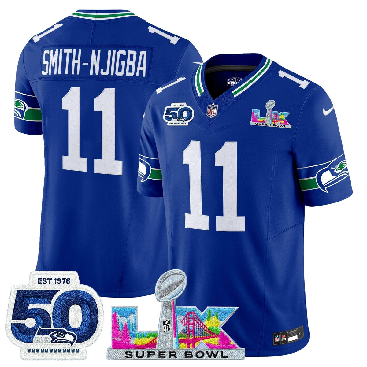 SEA "Super Bowl LX & 50th Patch" Vapor Limited Jersey