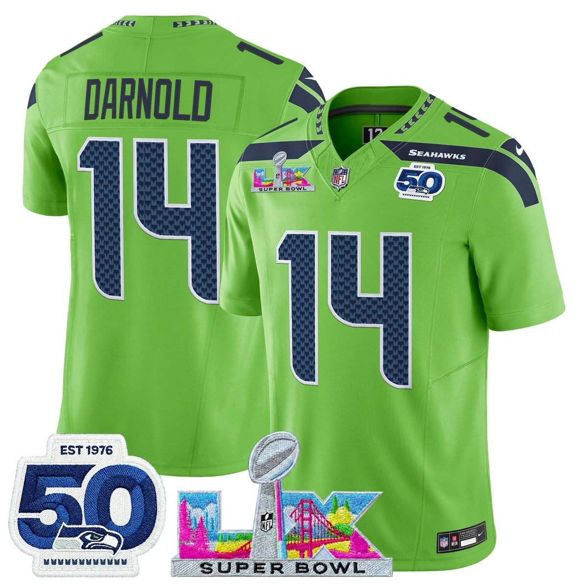 SEA "Super Bowl LX & 50th Patch" Vapor Limited Jersey