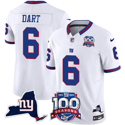 NYG 100th Season & State Patch Vapor Limited Jersey