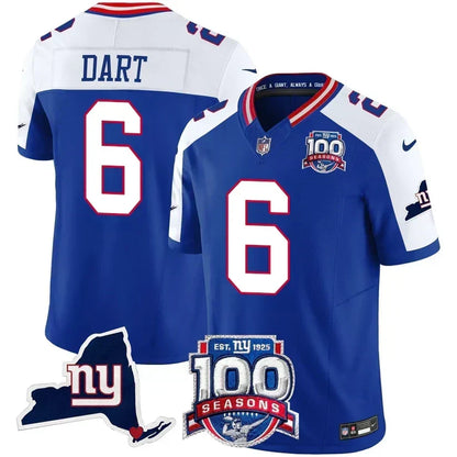 NYG 100th Season & State Patch Vapor Limited Jersey