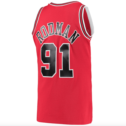 Men's Chicago Bulls Dennis Rodman Mitchell & Ness Red 1997-98 Hardwood Classics Swingman Jersey