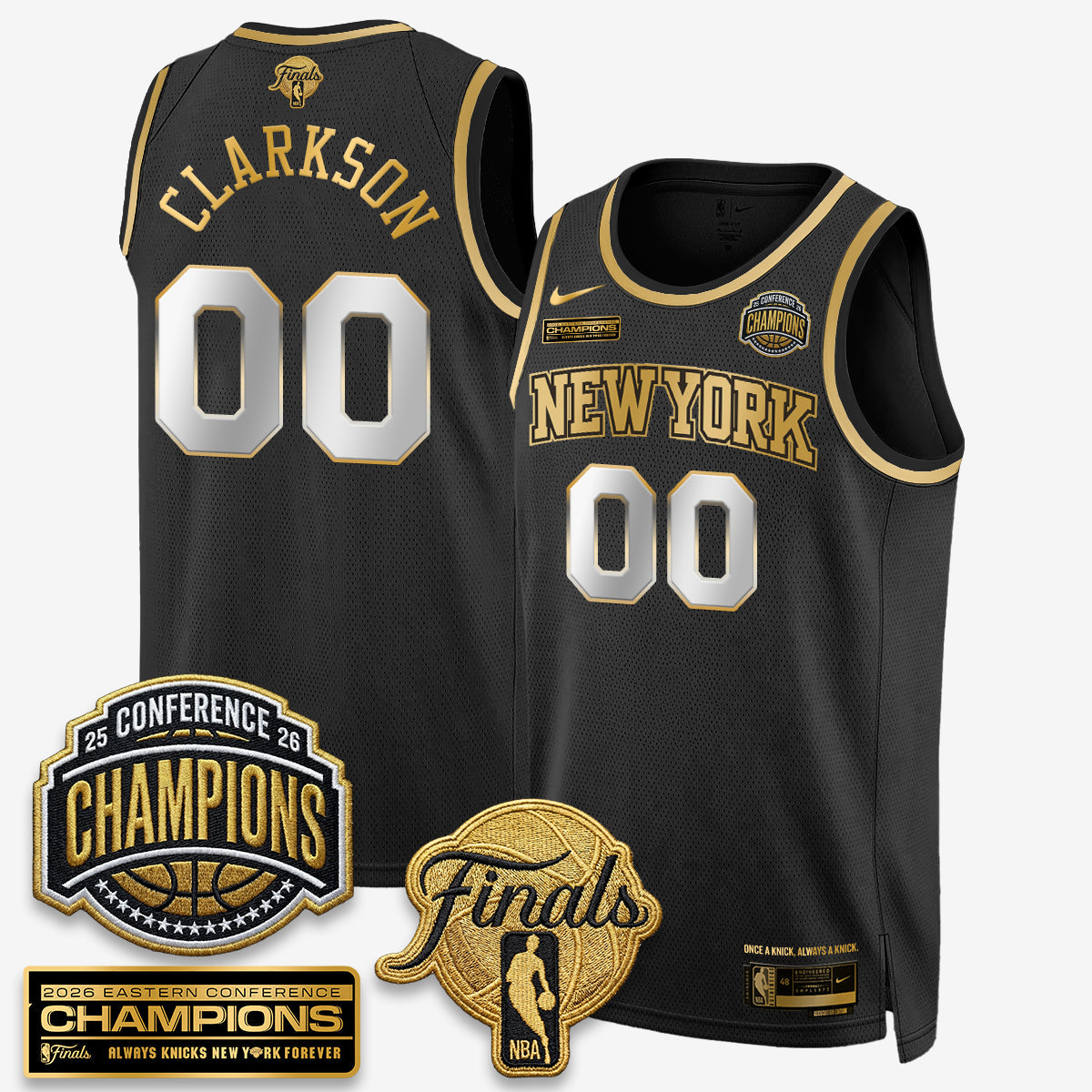 NYK 2026 NBA Eastern Conference Champions Black Gold Edition Jersey - Stitched (2)