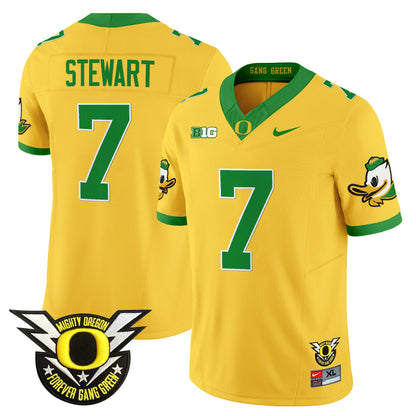Men's Oregon Ducks 2024 Forever Gang Green & BIG Patch Vapor Limited Jersey - All Stitched