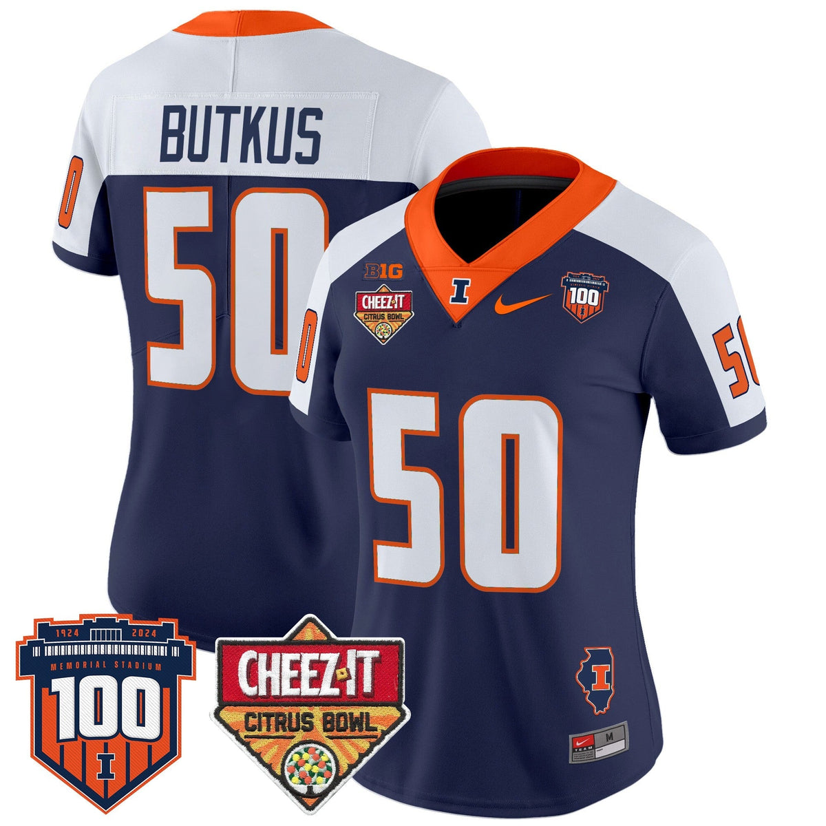 Women's Illinois Fighting Illini 2025 Cheez-It Citrus Bowl Patch Vapor Limited Jersey - All Stitched