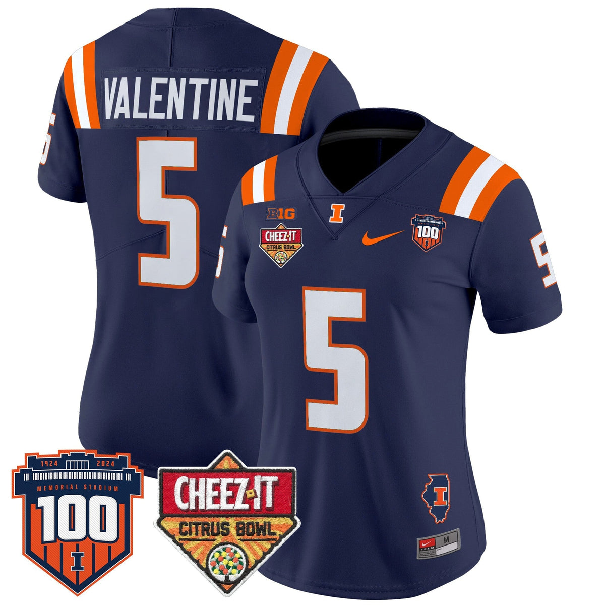 Women's Illinois Fighting Illini 2025 Cheez-It Citrus Bowl Patch Vapor Limited Jersey - All Stitched