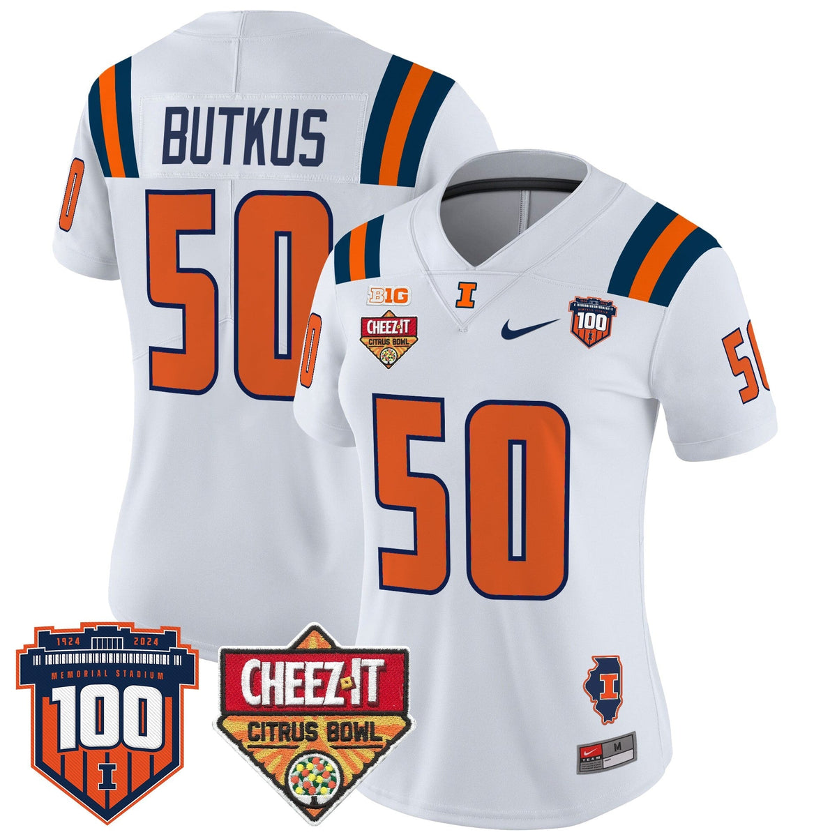 Women's Illinois Fighting Illini 2025 Cheez-It Citrus Bowl Patch Vapor Limited Jersey - All Stitched