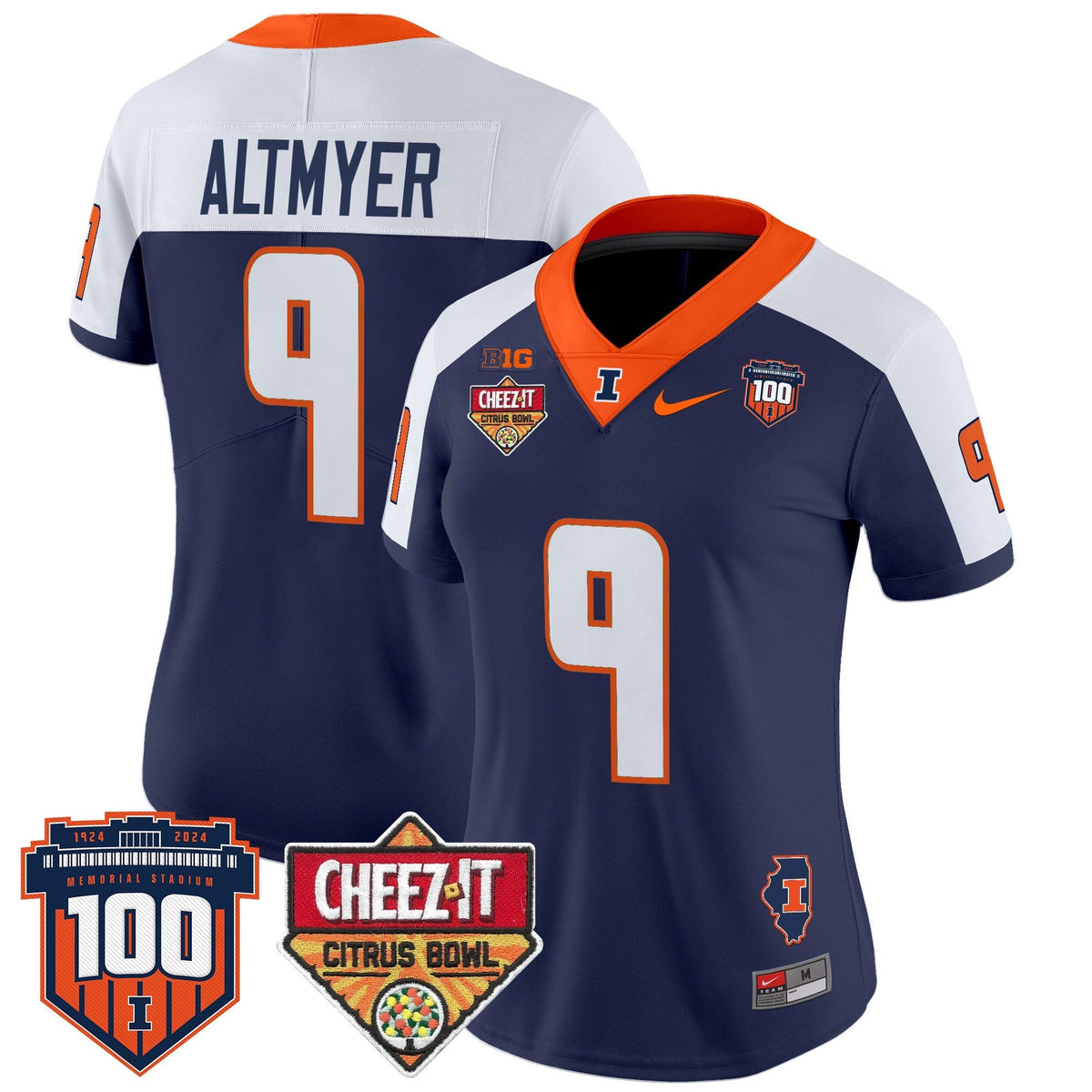 Women's Illinois Fighting Illini 2025 Cheez-It Citrus Bowl Patch Vapor Limited Jersey - All Stitched