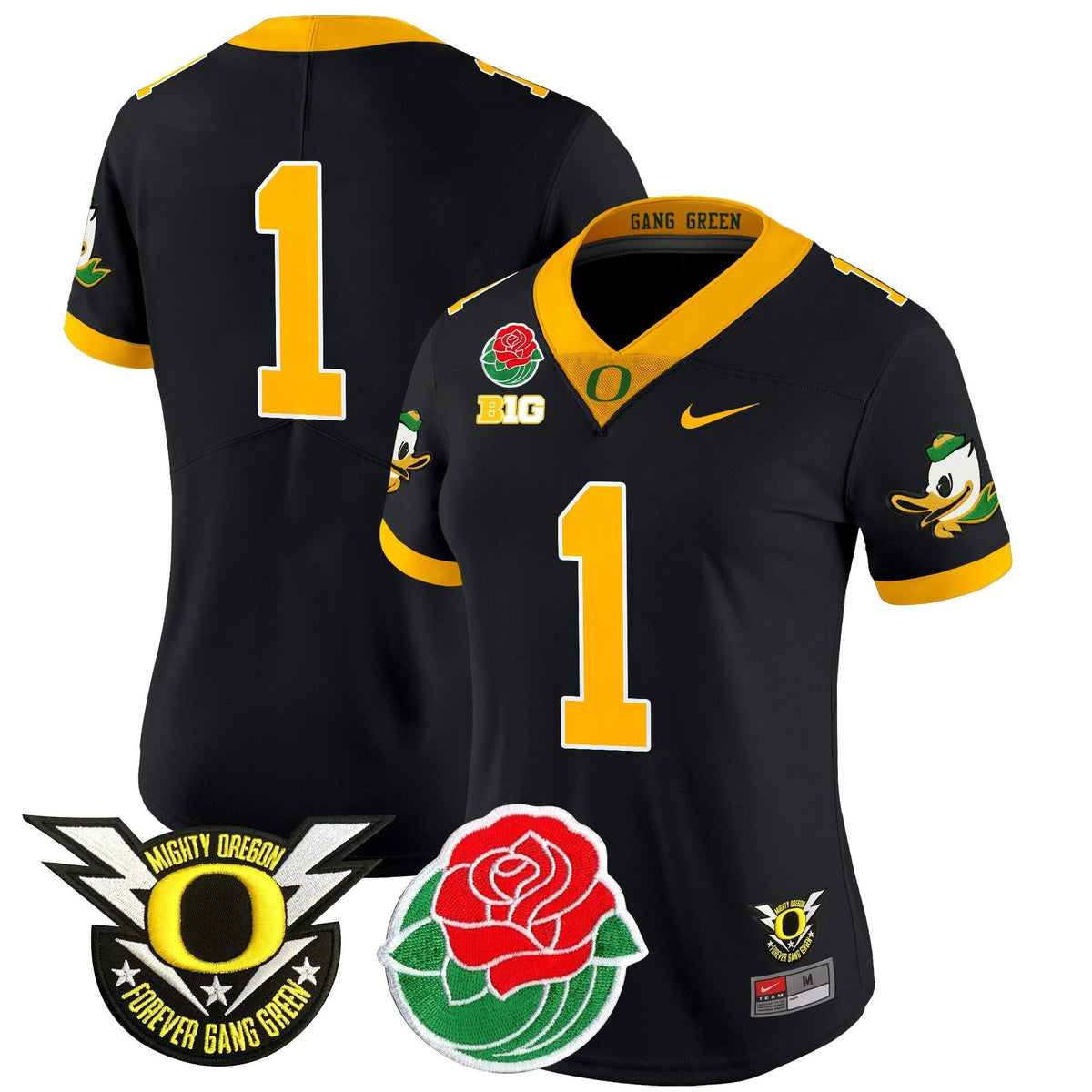 Women's Oregon Ducks 2025 Rose Bowl Game & BIG Patch Vapor Limited Jersey - All Stitched
