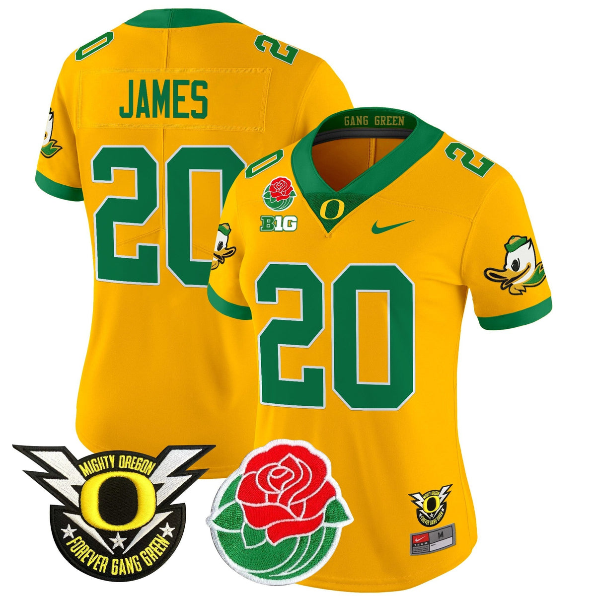 Women's Oregon Ducks 2025 Rose Bowl Game & BIG Patch Vapor Limited Jersey - All Stitched