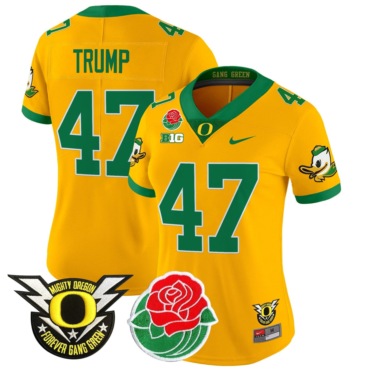 Women's Oregon Ducks 2025 Rose Bowl Game & BIG Patch Vapor Limited Jersey - All Stitched