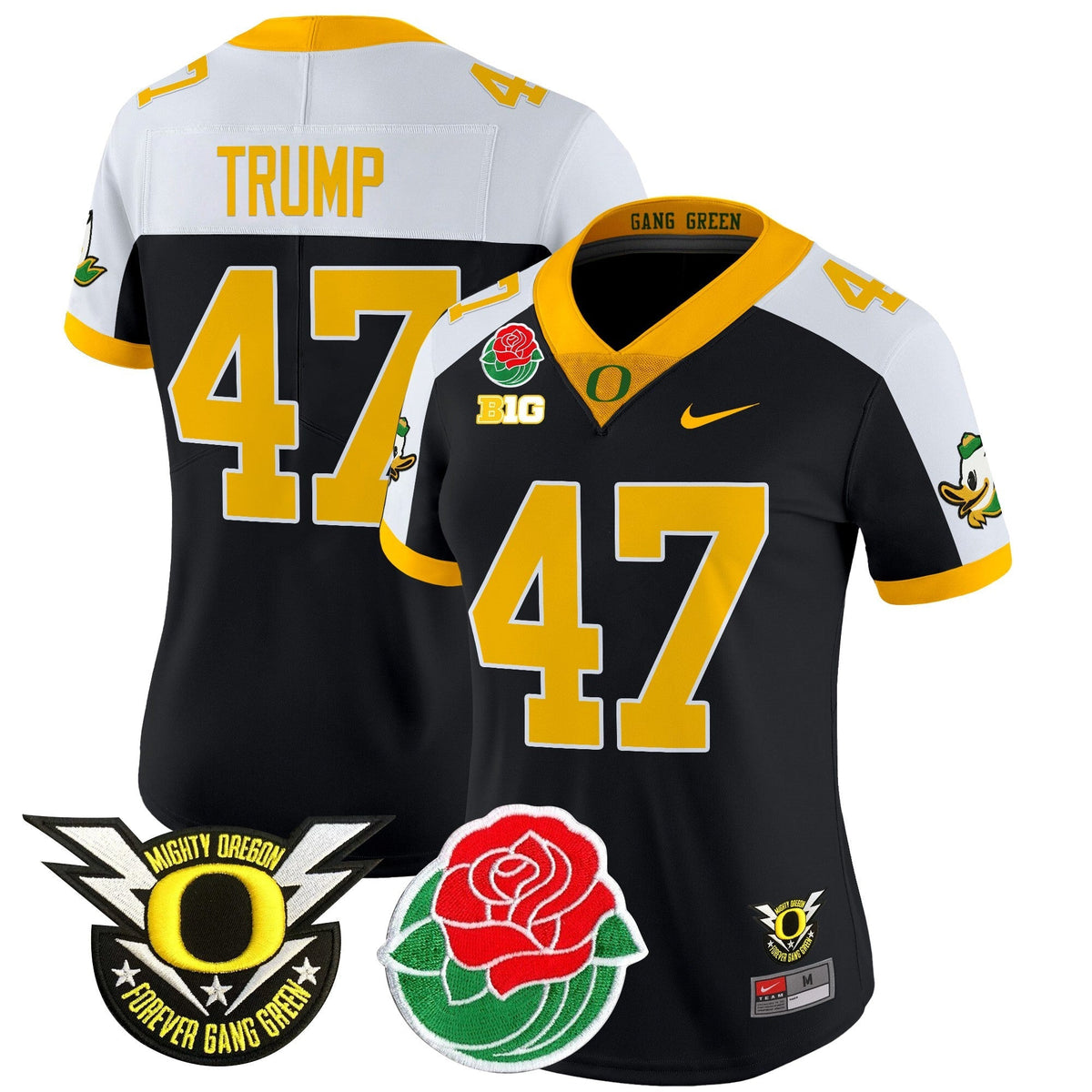 Women's Oregon Ducks 2025 Rose Bowl Game & BIG Patch Vapor Limited Jersey - All Stitched