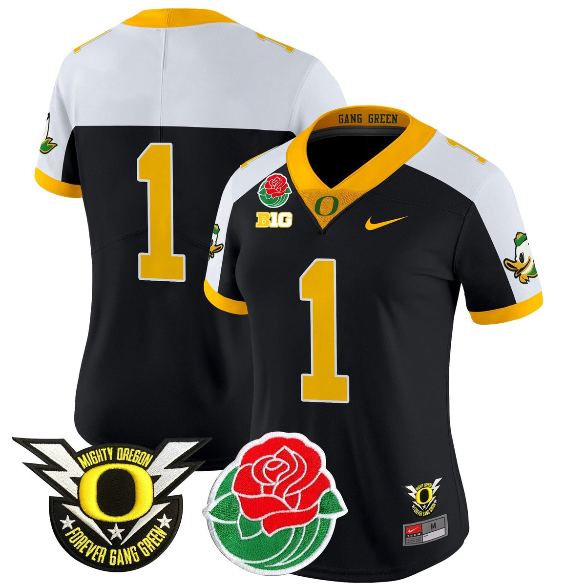 Women's Oregon Ducks 2025 Rose Bowl Game & BIG Patch Vapor Limited Jersey - All Stitched