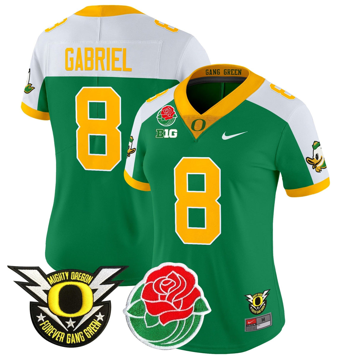 Women's Oregon Ducks 2025 Rose Bowl Game & BIG Patch Vapor Limited Jersey - All Stitched