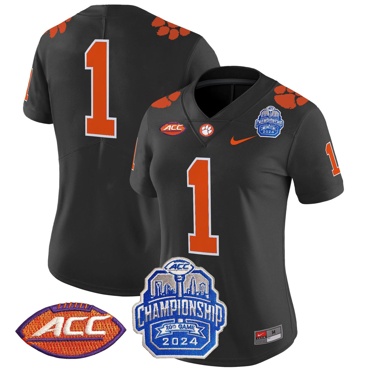 Women's Clemson Tigers 2024 ACC Championship Patch Vapor Limited Jersey - All Stitched