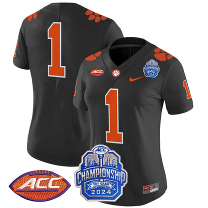 Women's Clemson Tigers 2024 ACC Championship Patch Vapor Limited Jersey - All Stitched