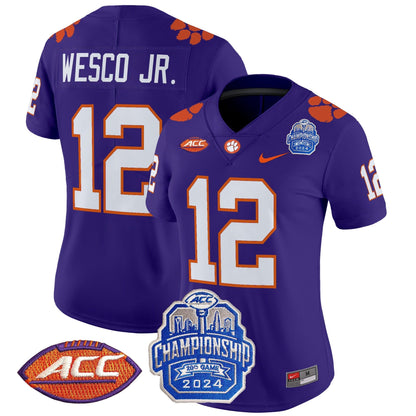 Women's Clemson Tigers 2024 ACC Championship Patch Vapor Limited Jersey - All Stitched