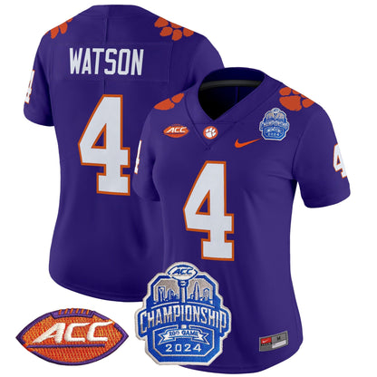 Women's Clemson Tigers 2024 ACC Championship Patch Vapor Limited Jersey - All Stitched