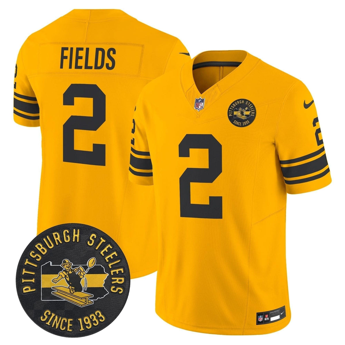 Pittsburgh Steelers Throwback 1962 Vapor Limited Jersey - Est. 1933 Patch - All Stitched