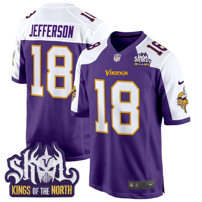 Minnesota Vikings King Of The North Patch Throwback Game Jersey - All Stitched