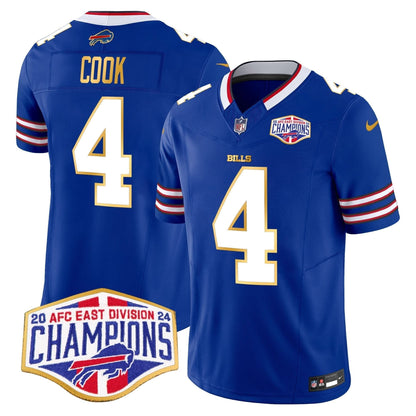 Bills 2024 AFC East Division Champions Gold Trim Vapor Limited Jersey - All Stitched