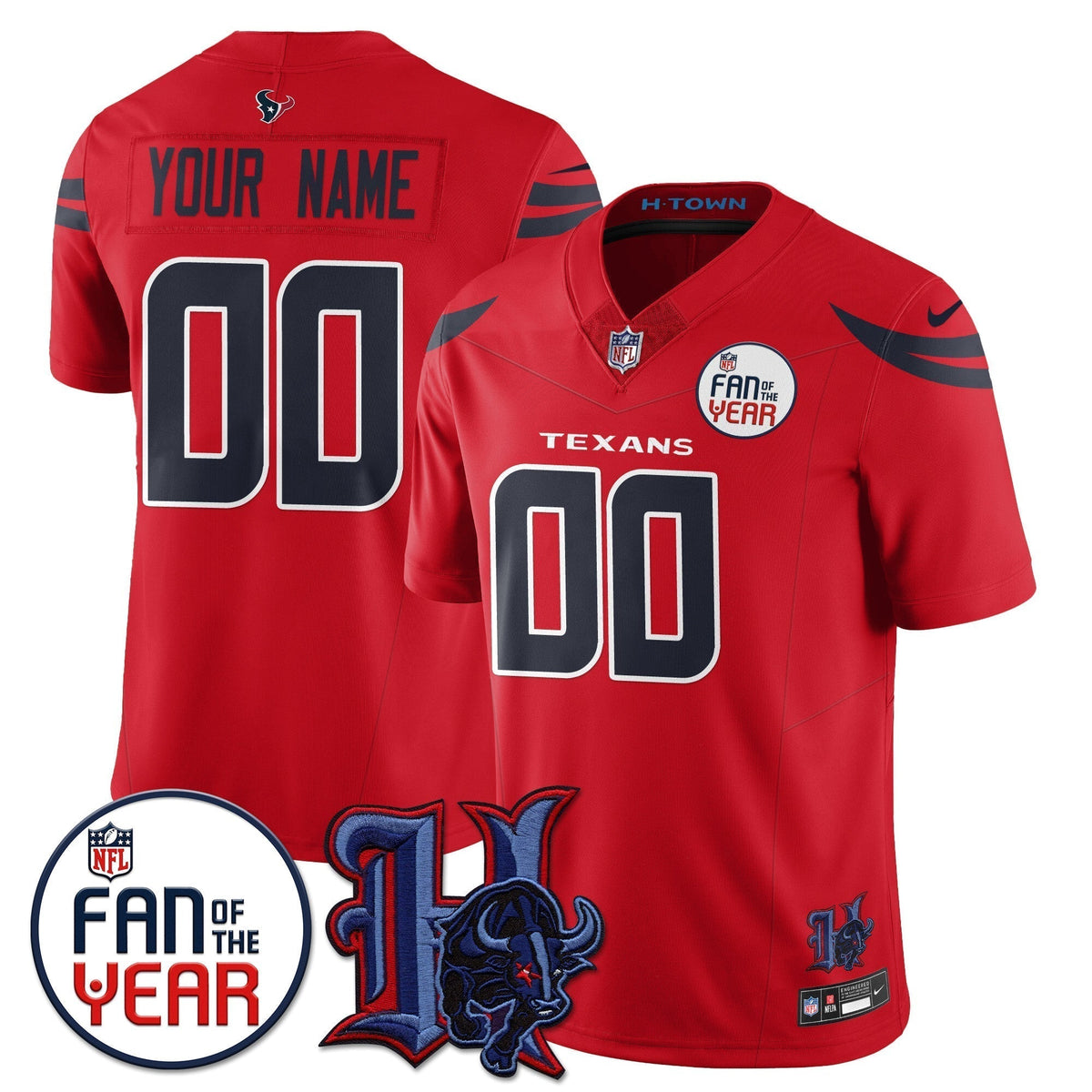 Custom Houston Texans "Fan Of The Year" Jersey - All Stitched